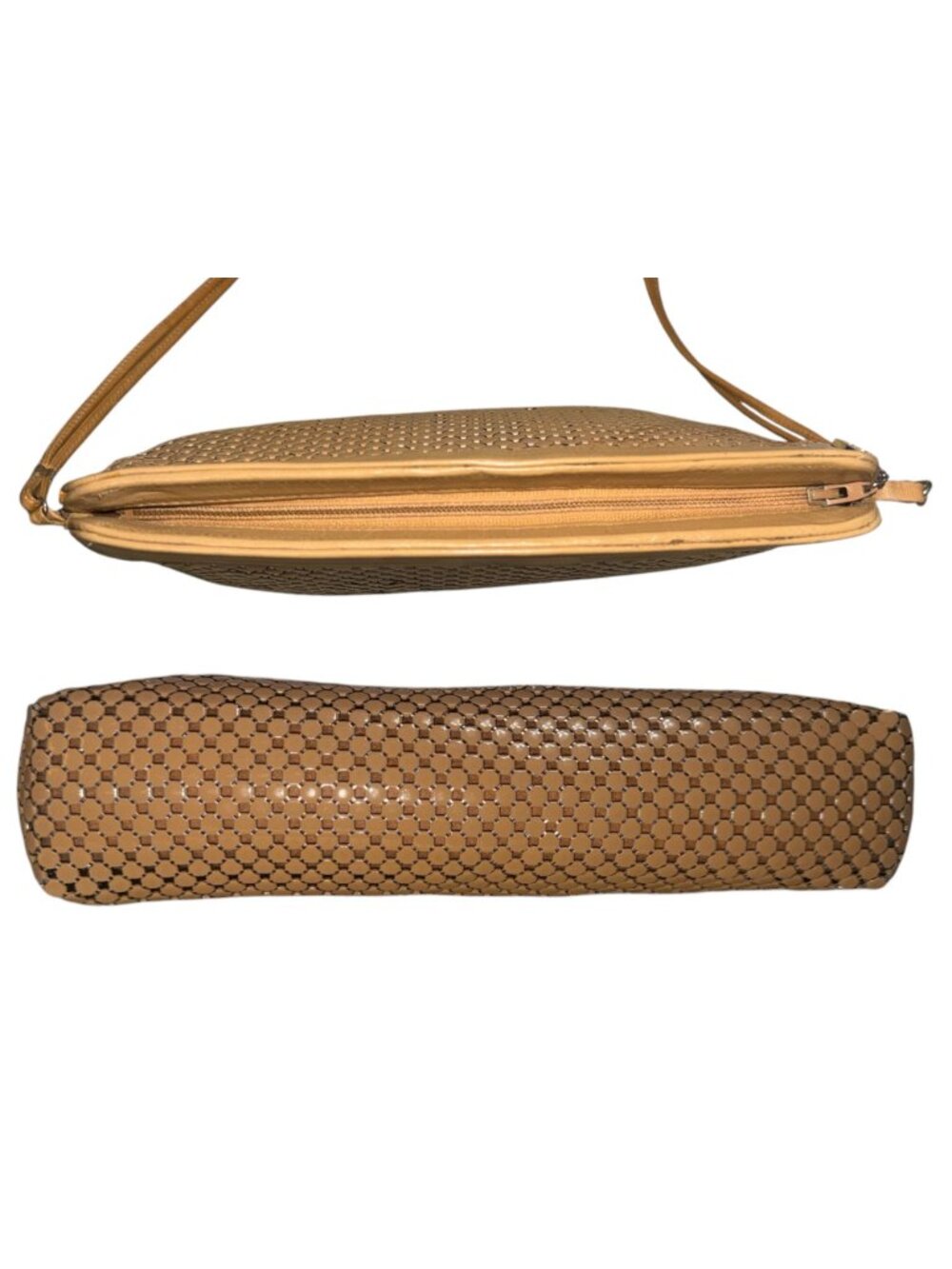 VTG Whiting & Davis Mesh Handbag Beige Metal Chainmail 3-way Bag 80s USA Clutch - Picture 9 of 12